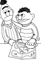 A coloring page of sesame street